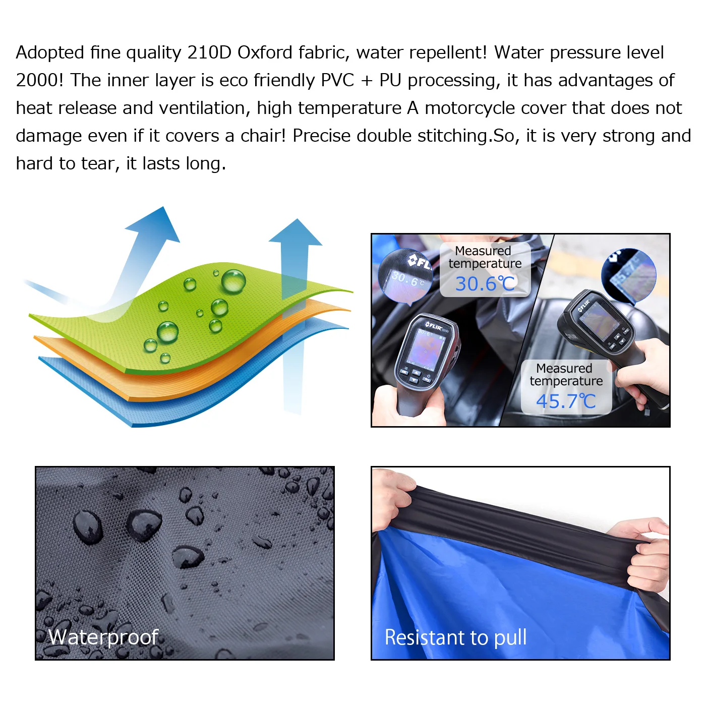 Motorcycle Cover Waterproof Outdoor Indoor Scooter Dirt Motor Bike Case Sun Rain Protector Rain UV Upgrade 210D Thickened3Layers