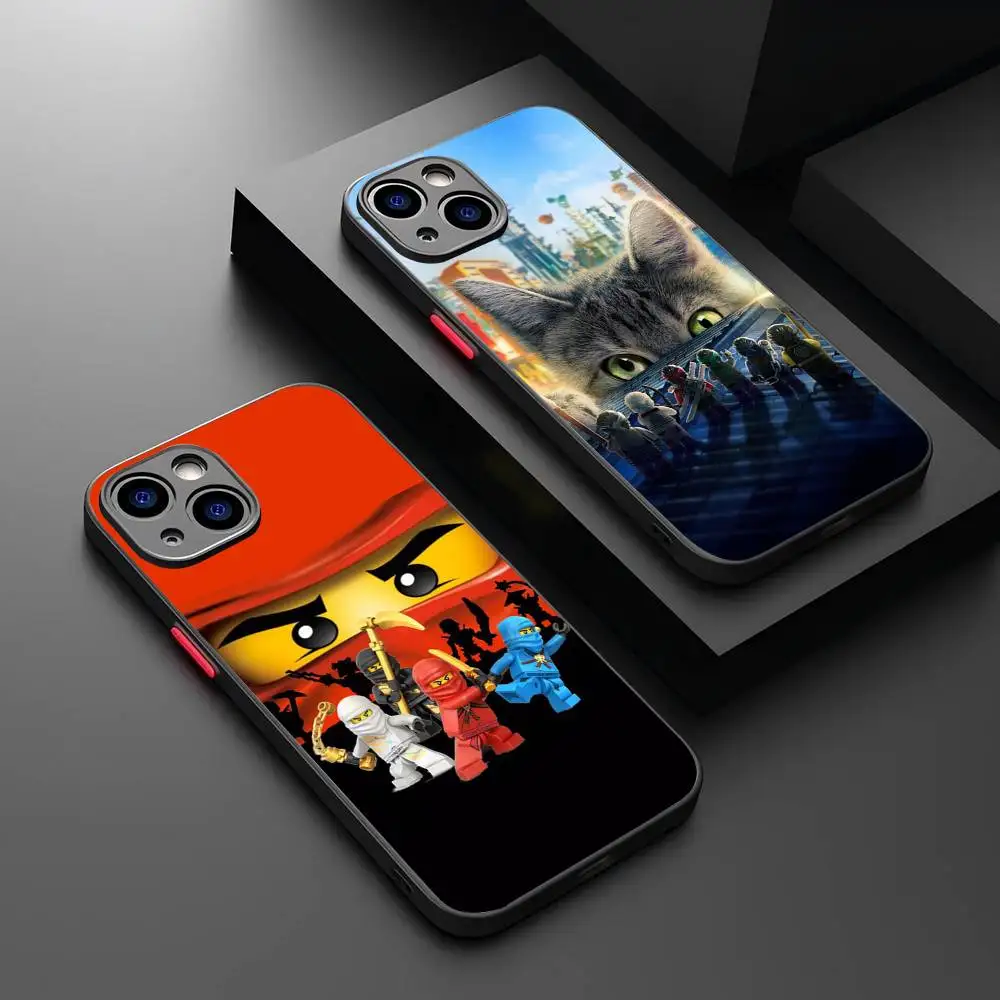 L-Lego N-Ninjago Funda de teléfono para iPhone 16 15 14 11 12 13 Pro Max X XS Cubierta mate translúcida