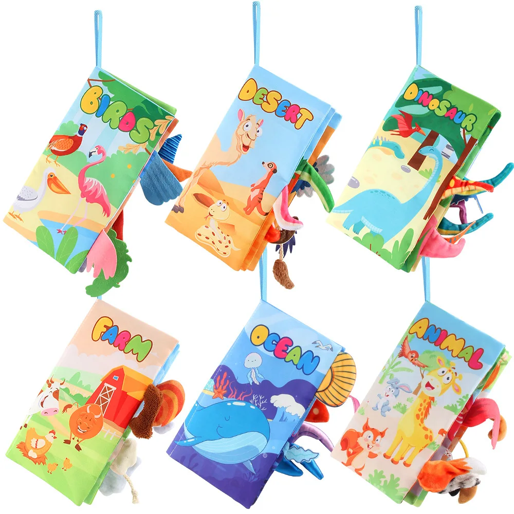 Baby Doek Boeken Kinderen Verlichting Vroeg Educatief Speelgoed Dier Cognitief Boek Met Klappapier Voor Peuters 0-36 Maanden