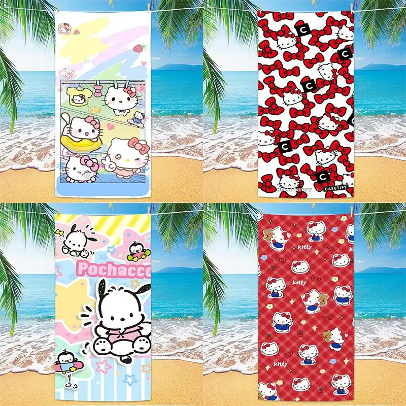 

Sanrio Popular Cartoon cute bath towel digital printed microfiber Kulomi beach towel absorbent towel Hot Sell Anime soft