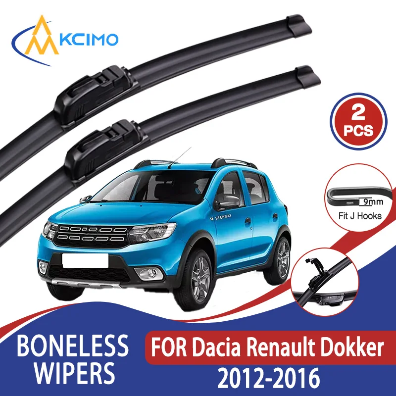 

For Dacia Renault Dokker 2012-2016 Car Wiper U-type Soft Rubber Boneless Wiper HD Quiet Durable Automotive Wiper 22"+16"