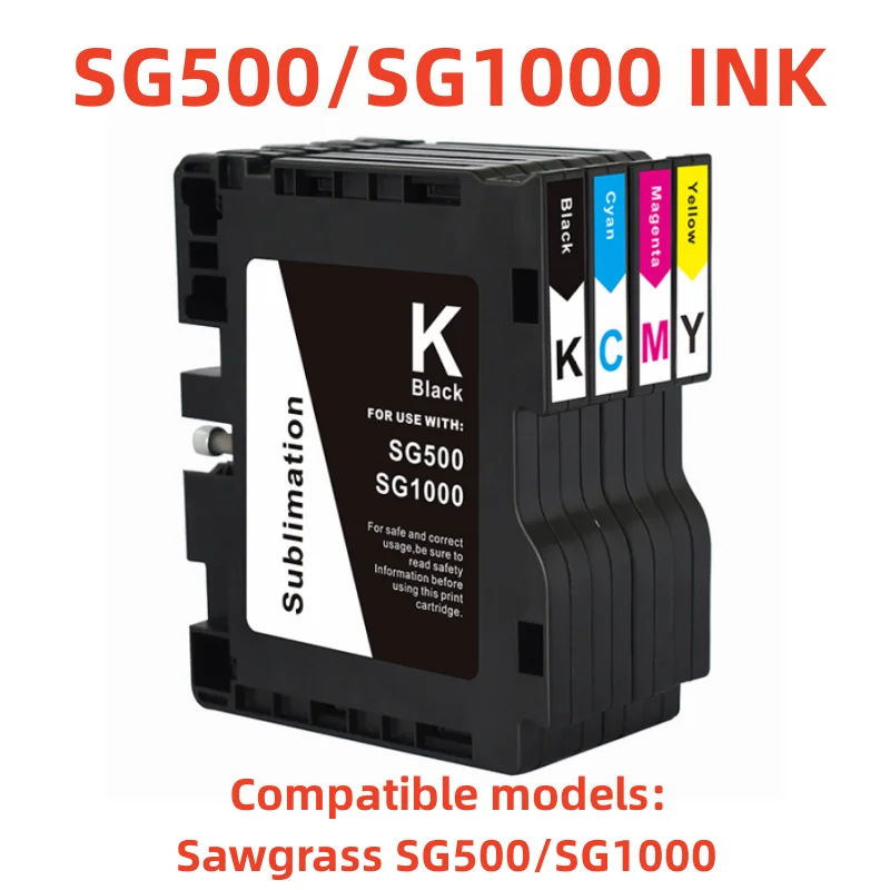 SG500/SG1000 Cartridge 4 Colors (BK/CY/MG/YL) Ink Pack Replacement for Sawgrass SG500/SG1000