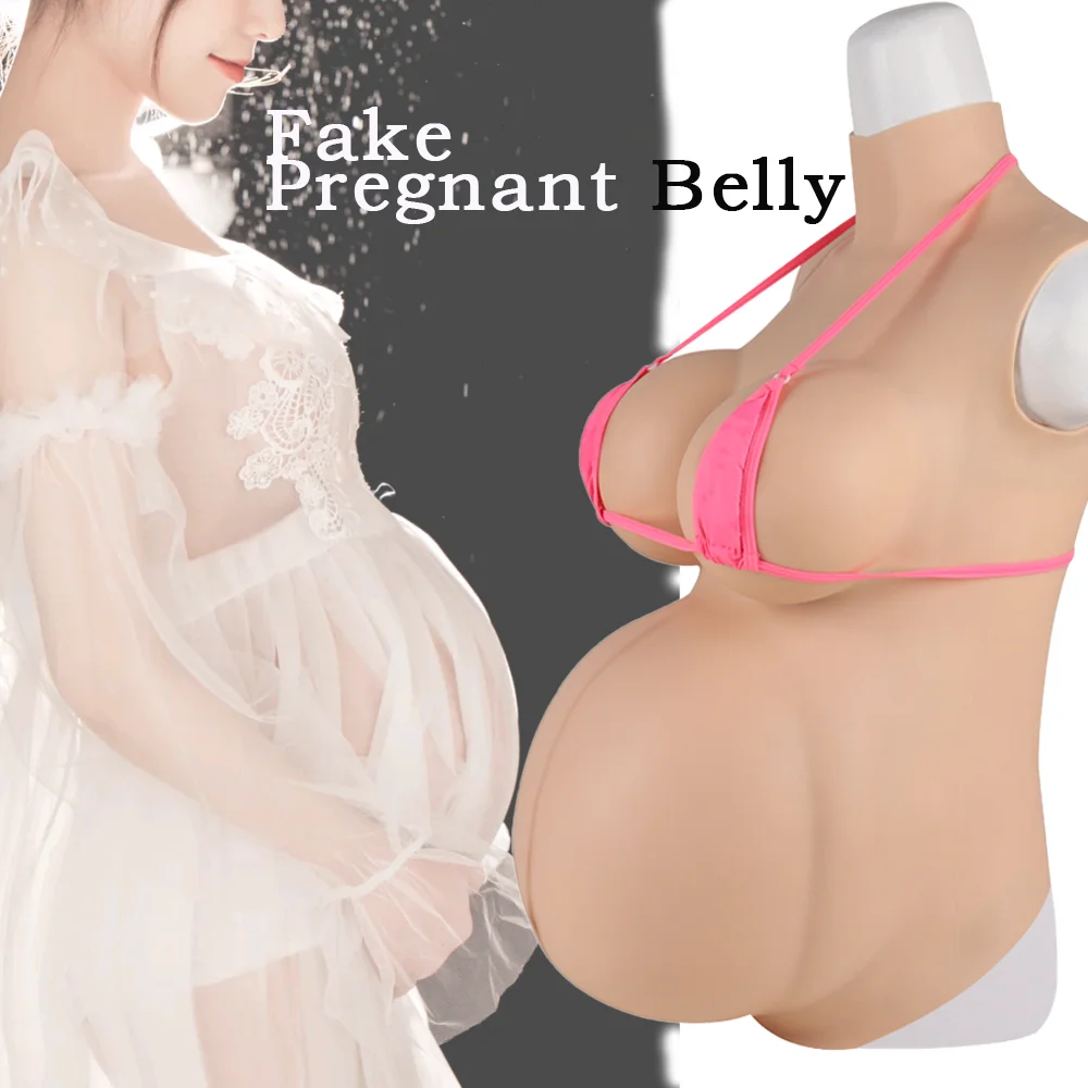 Artificial Silicone Fake Pregnant Belly with G Cup Boobs Soft Spongy Crossdresser Cosplay Accessory for Transgender And Sissy