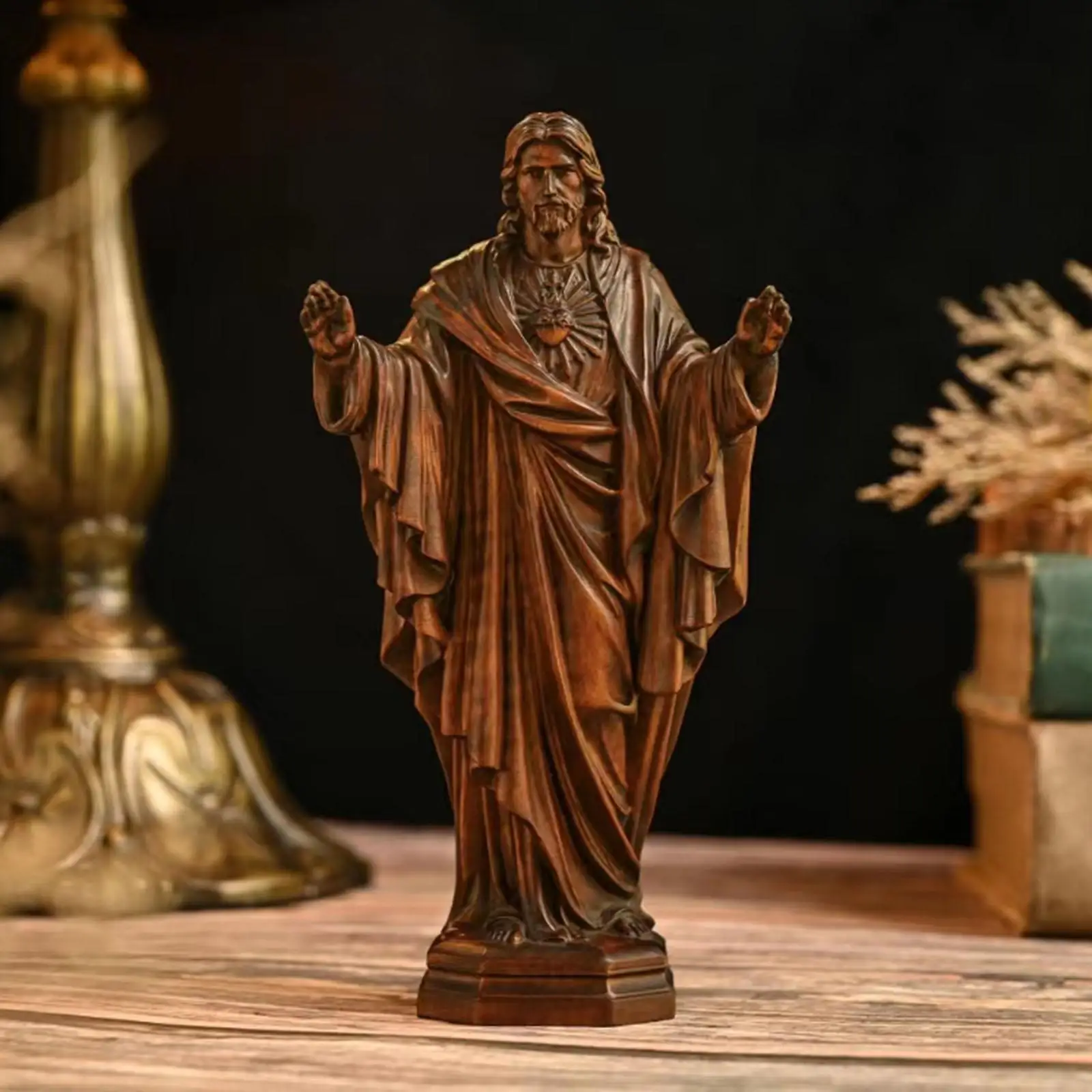 Jesus Statue Christian Decor Religious Figurine for Shelf Bedroom Festival