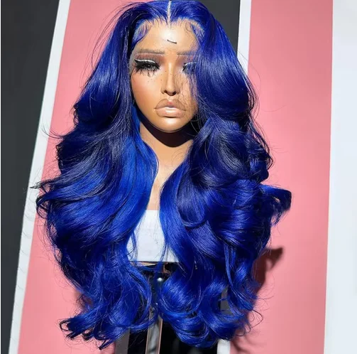 Koningsblauw Gekleurde Lace Front Pruiken Voor Zwarte Vrouwen 13X4 Body Wave Braziliaanse Transparant Kant Frontale Pruiken Menselijk haar Pre Geplukt