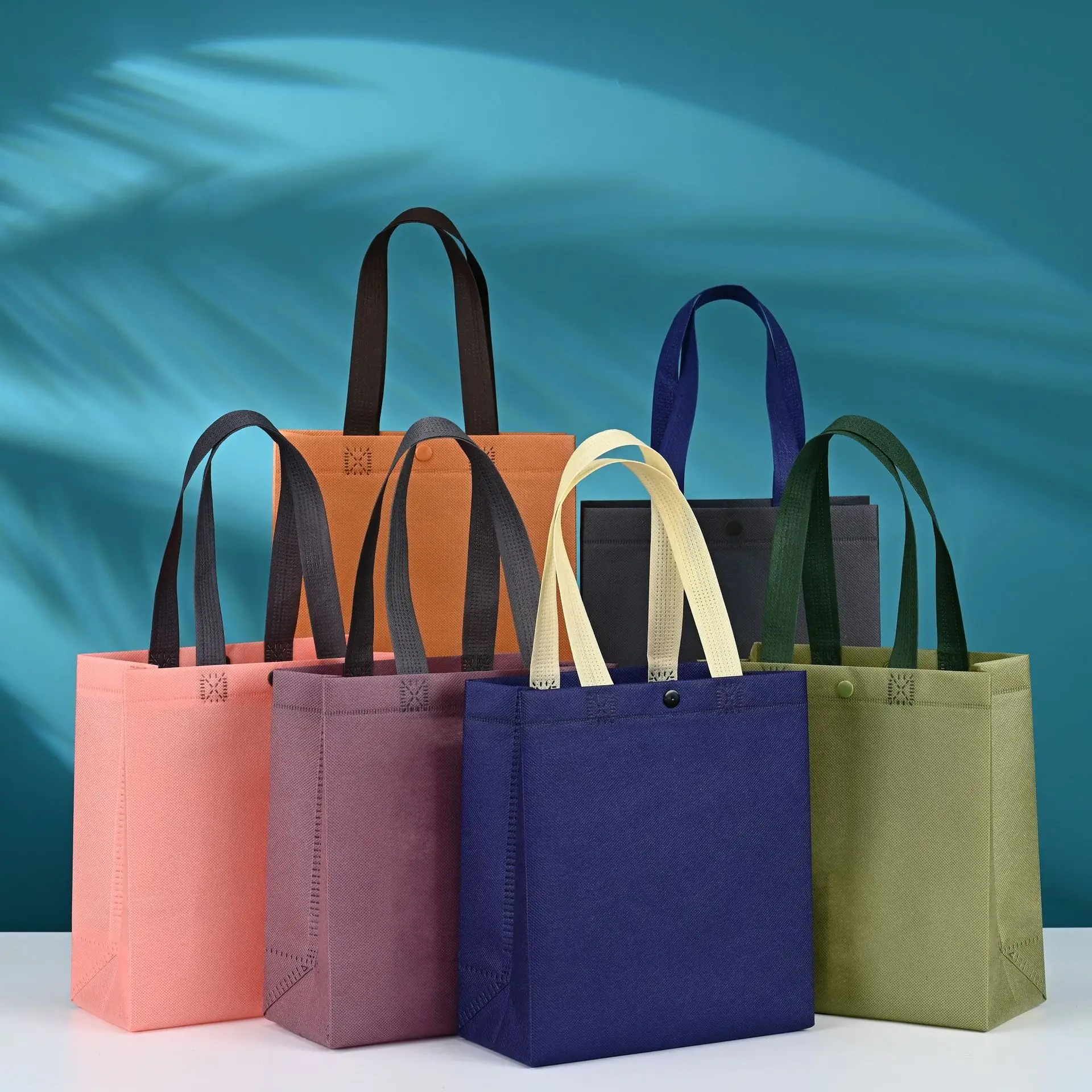 100pcs Custom Logo Color Shopping Bags gift non woven storage bag handle non-woven cloth bag for fashion shopping bag