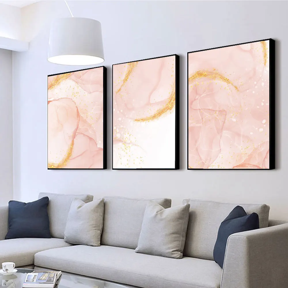 

Canvas Wall Art Paintings Beautiful Gold Pink Prints Posters And Printable Abstract Pictures for Living Room House Decoration