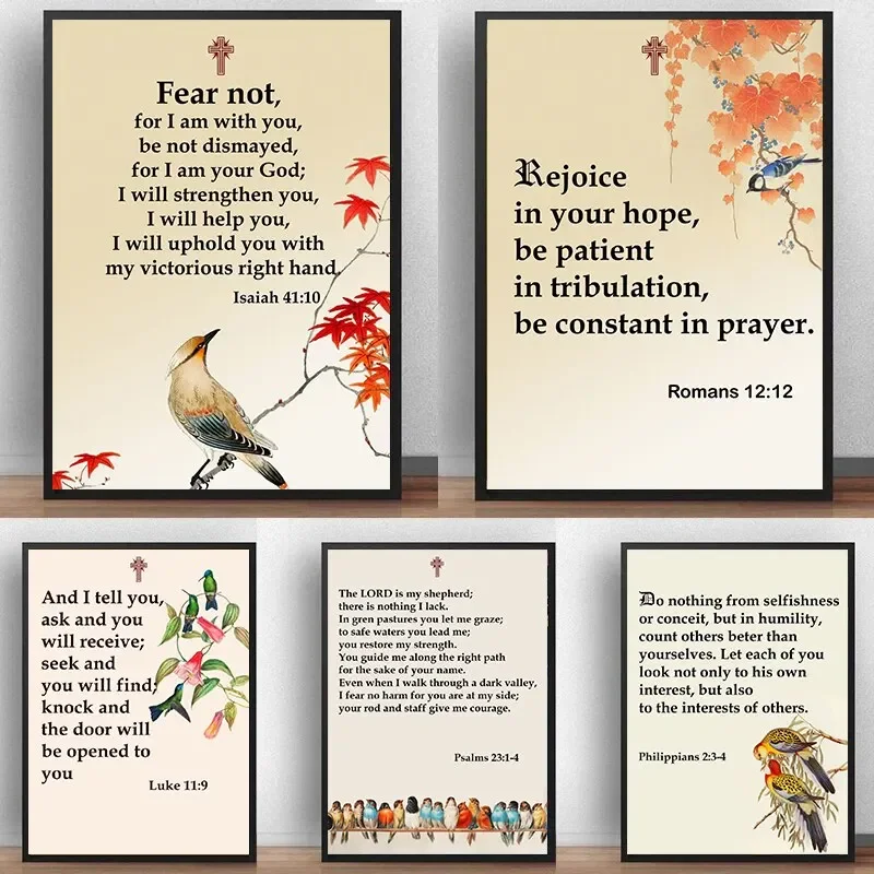 1pc frameless Canvas Painting Retro Holy Bible Poster Quote from Romans Philippians Isaiah Canvas Painting Europe Wall Art for L