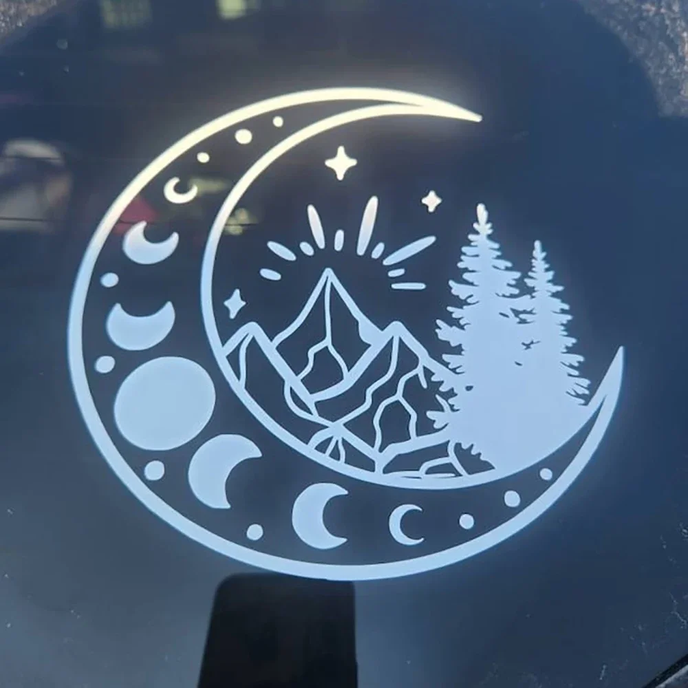 Moon phases with nature scene Car Camper  Caravan Windows Stickers Bumper Decals Vinyl Accessories Tuning