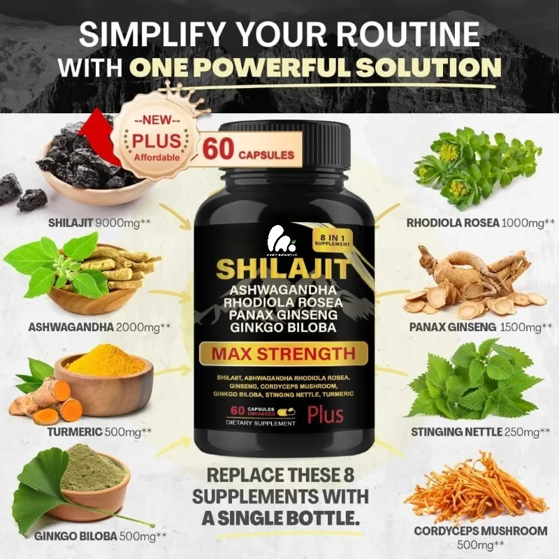 

Капсулы Shilajit, 60 капсул Капсулы с экстрактом чистого гималайского Shilakit