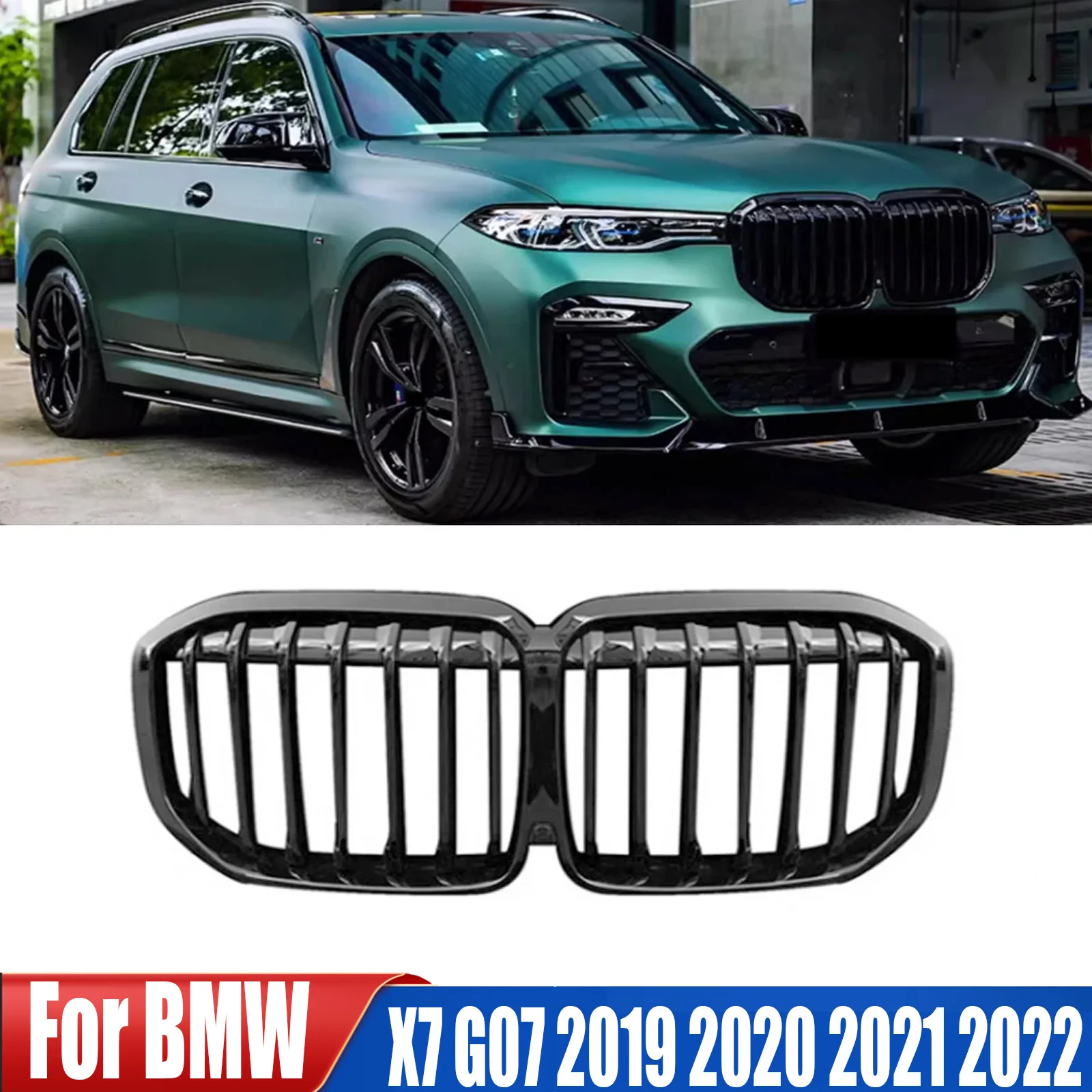 

Car Front Bumper Racing Grille For Bmw X7 G07 2019 2020 2021 2022 Kidney Grill Glossy Black Grille