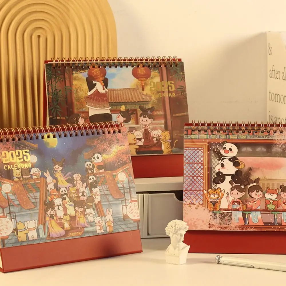 

Ancient Style 2025 New Year Desk Calendar Schedule Planning Standing Flip Calendar Time Manegement Daily Monthly