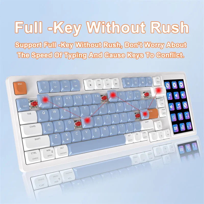 Ajazz AKP815 Wired Gaming Mechanical Keyboard RGB 81 Keys Touch Pad Color Screen Gamer Custom Keyboard Gasket for Pc Laptop