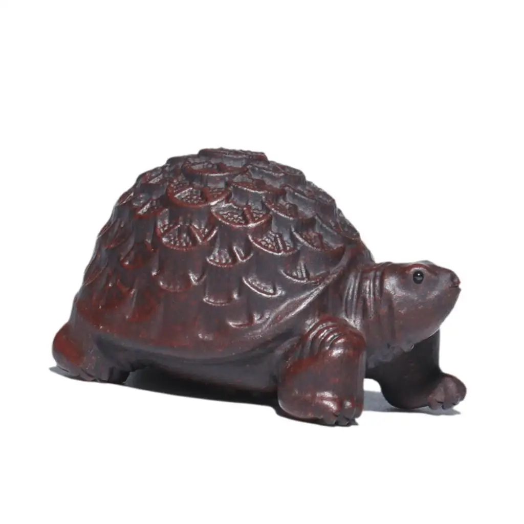 Turtle Figurine Tea Ceremony Decoration Purple Clay Sculpture Mini Adorable Tea Pet Tortoise for Home Decor Car Gift for Dad