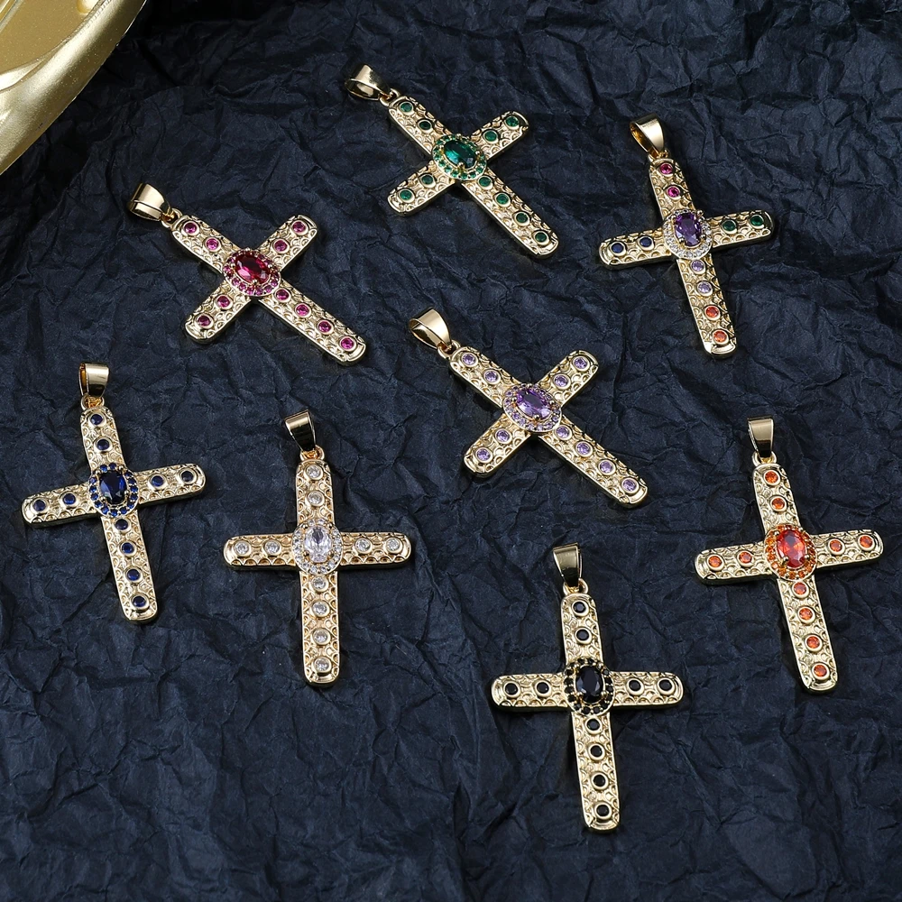 Juya DIY Luxus 18K echtes Gold vergoldet katholisches christliches Kreuz Charms für handgemachte religiöse Talisman Anhänger Schmuckherstellung – Detail 12