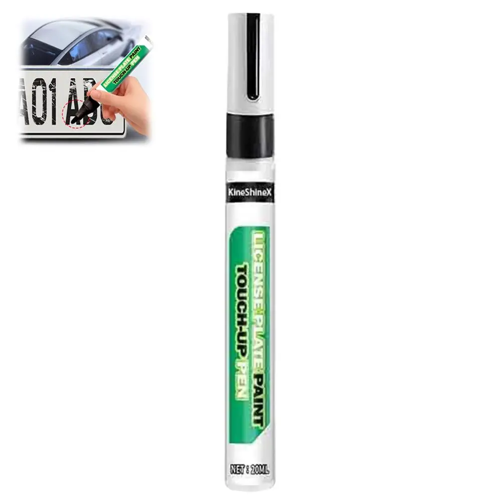 License Plate Touch-Up Paint Pen 20ml Car Plate Scratch Repair Tool, Refresh Faded Characters Chips Car Maintenance Accessory