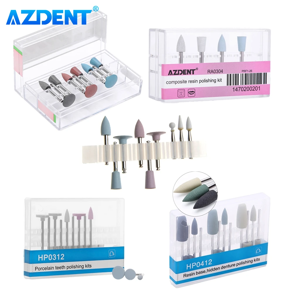 AZDENT Dental Diamond Burs Polisher RA HP for Low Speed Handpiece Composite Resin Polishing Kit Soft Silicone Dentistry Tools