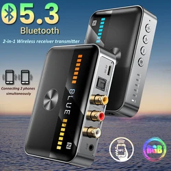 2 in 1 Bluetooth 5.3 Transmitter Receiver 3.5MM AUX aptX Adaptive LL HD Wireless Adapter Connect Two Bluetooth Headsets Phones