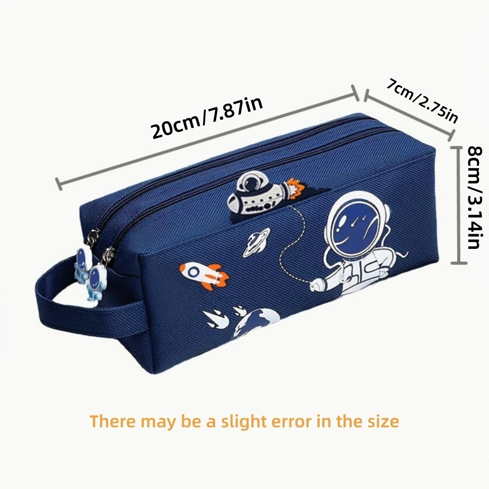 Space astronaut portable pencil case cute cartoon kids stationery bag large capacity storage bag school studen canvas pencil bag