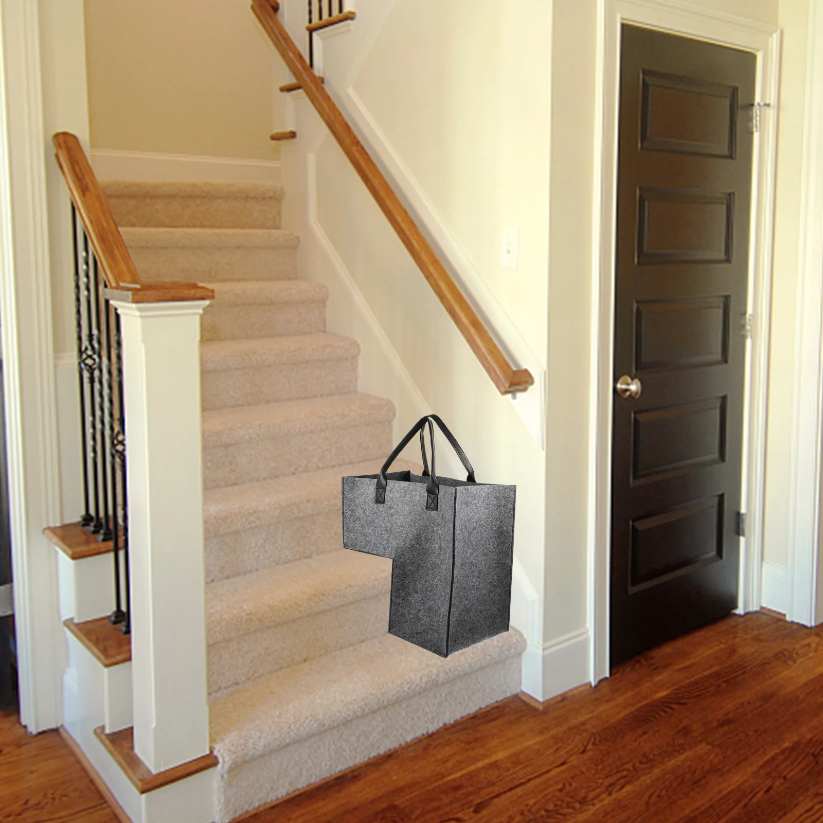 

2Pcs Large Felt Laundry Basket L-Shaped Stair Storage Organizer Clothes Holder Sundries Basket Household Storage Box