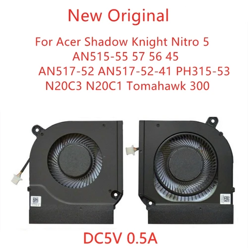 Ventilador de refrigeración de CPU para portátil, dispositivo Original, para Acer Nitro 5, AN515-55, 57, 56, 45, AN517-52, AN517-41, N20C3, N20C1, Tomahawk, 300, DC5V, nuevo