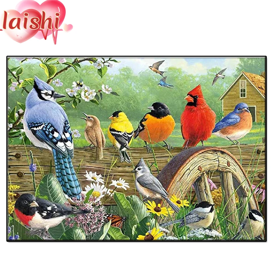 5D DIY Farm landscape, hut, flowers, birds Diamond Painting Cross Stitch Diamond Embroidery New Handicrafts Home Decor gift