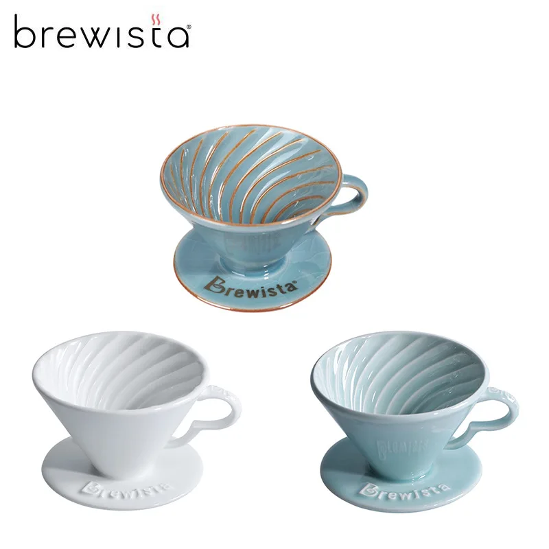 Brewista Ceramic Hand Coffee Filter Mug Single Hole Spiral Cone Shadow Celadon Ice Crystal Blue