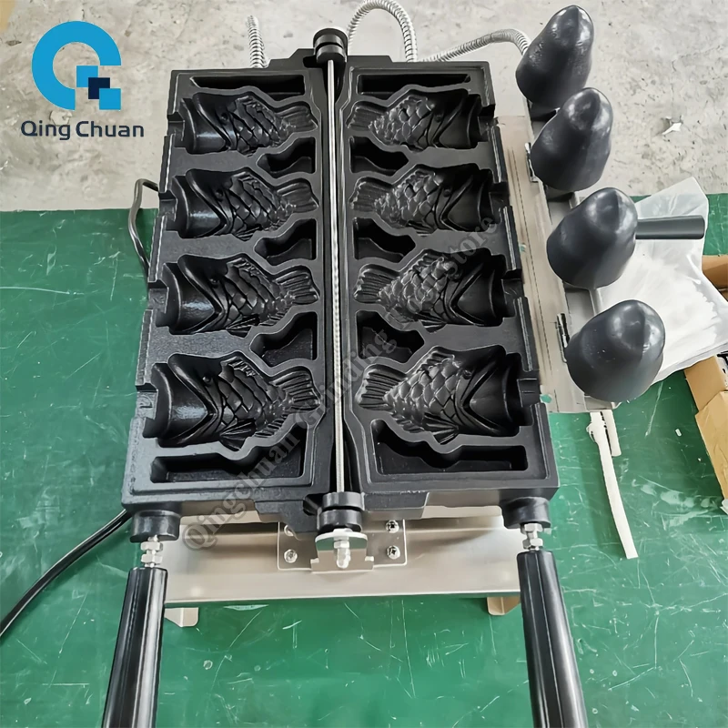 Fish Shaped Waffle Machine Commercial Electric Fish Shaped Ice Cream Taiyaki Waffle Machine Close Eyes Fish Waffle Maker - view 6