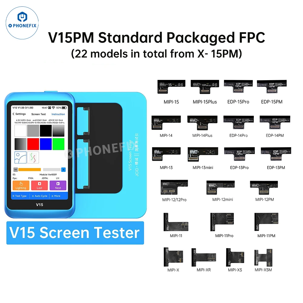 JCID V15 Professional Screen Tester With Flex For iPhone Androd Screens Touch Function Image Grayscale Testing Screen Tester