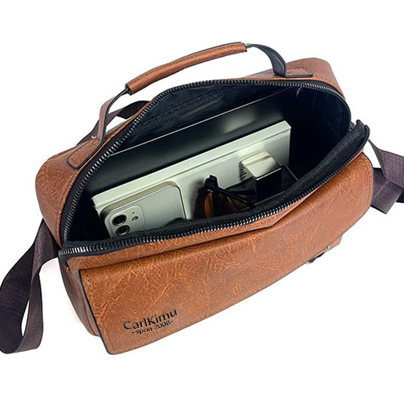 Hochkapazitäts-Business-Aktentasche, Herren PU-Leder Laptop-Umhängetasche mit Verstellbarem Gurt für Alle Gelegenheiten – Detail 6