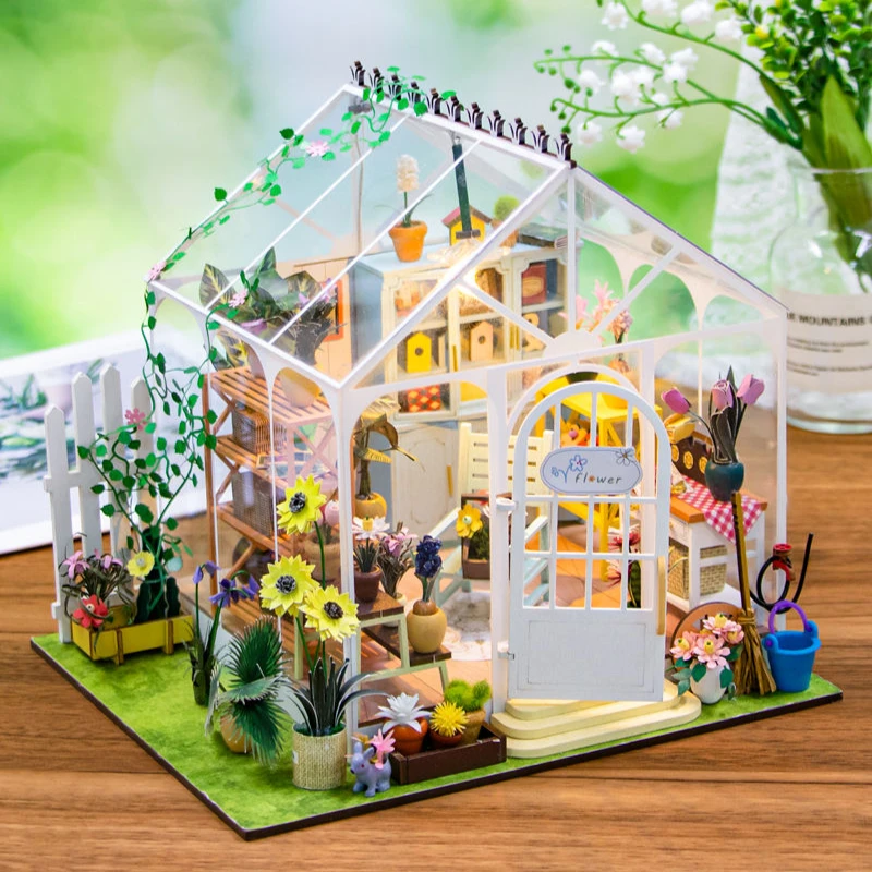 DIY Sunshine Flower House Wooden Model Kits Custom Diorama Making Building 3D Wooden Puzzles for Boys Girls Gift