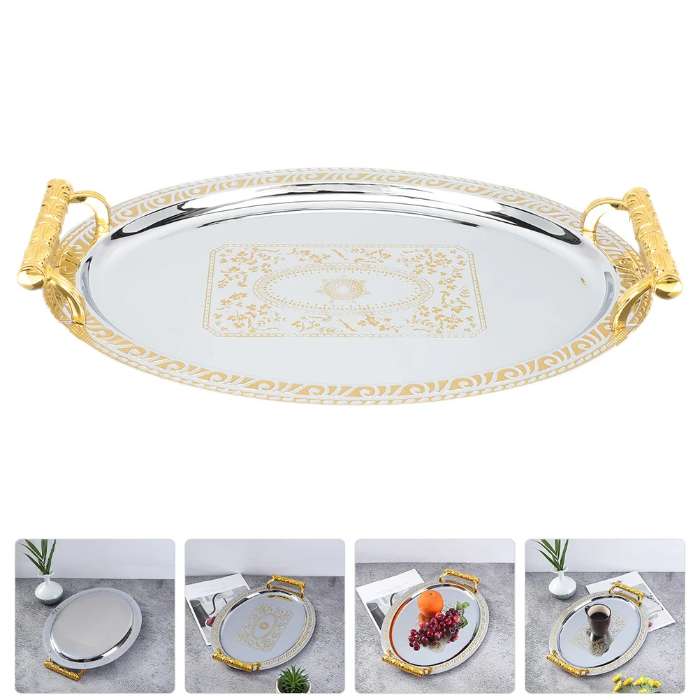 

Stainless Steel Tray European Style Serving Platter For Food Dessert Fruit Appetizer Jewelry Display Multi Purpose