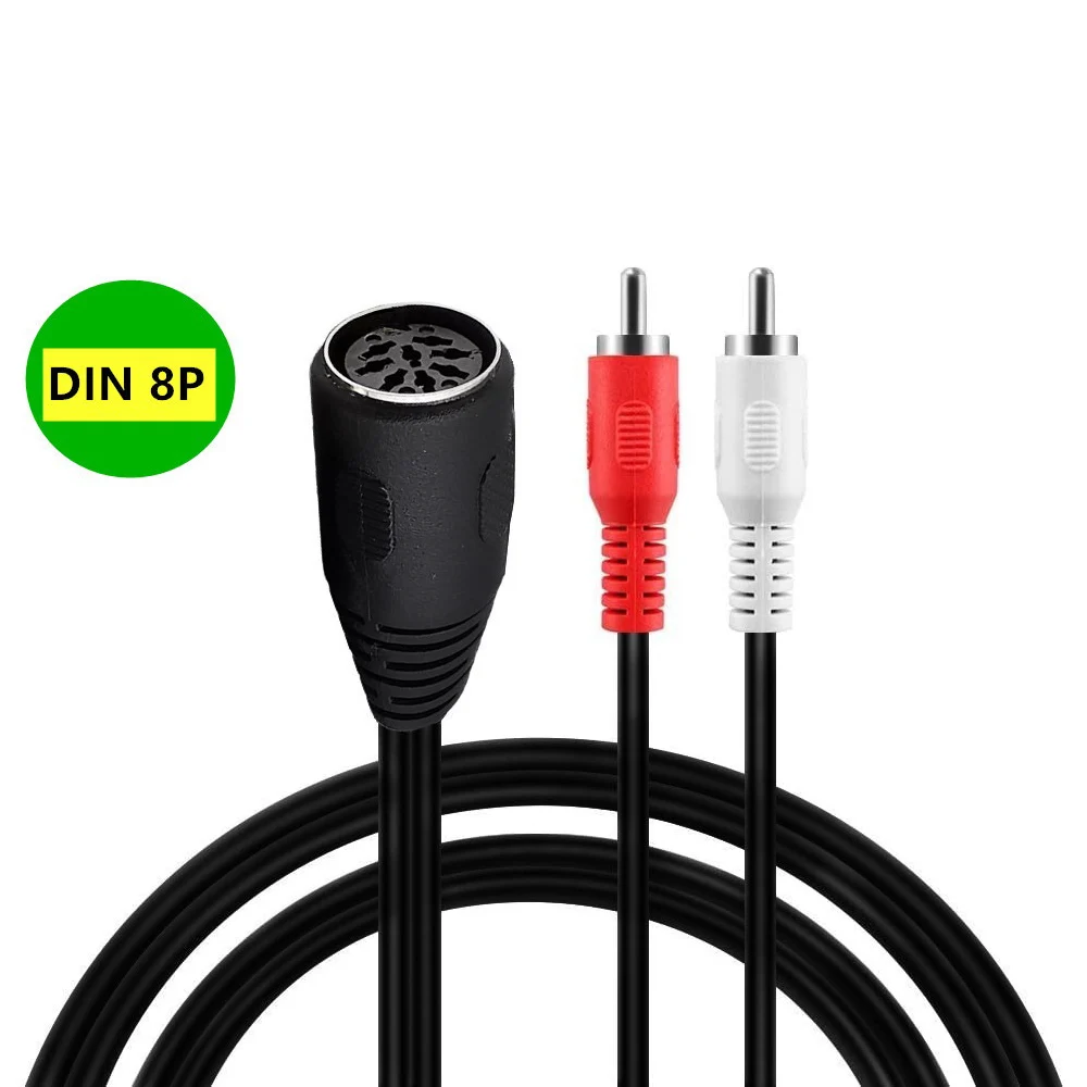 1pc DIN 8-Pin MIDI DIN 8 PIN Female Jack to Dual 2 RCA Phono Male Plug Audio Adapter Microphone Connector Cord Cable