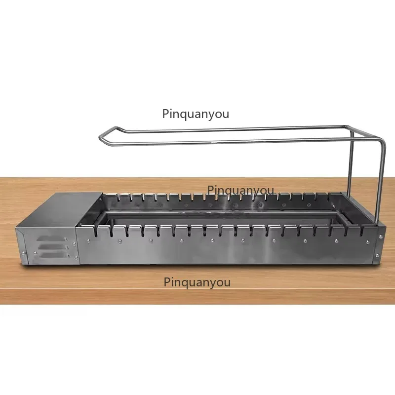 Automatic Flip Inlayable Skewers Kebab Machine Commerical Indoor Charcoal Grills 360 Rotary Stainless Steel Barbecue Grill