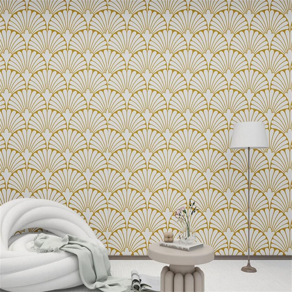 Custom Papel De Parede 3D Retro coral pink fan-shaped shell background wall wallpaper bedroom sofa background hotel wall papers