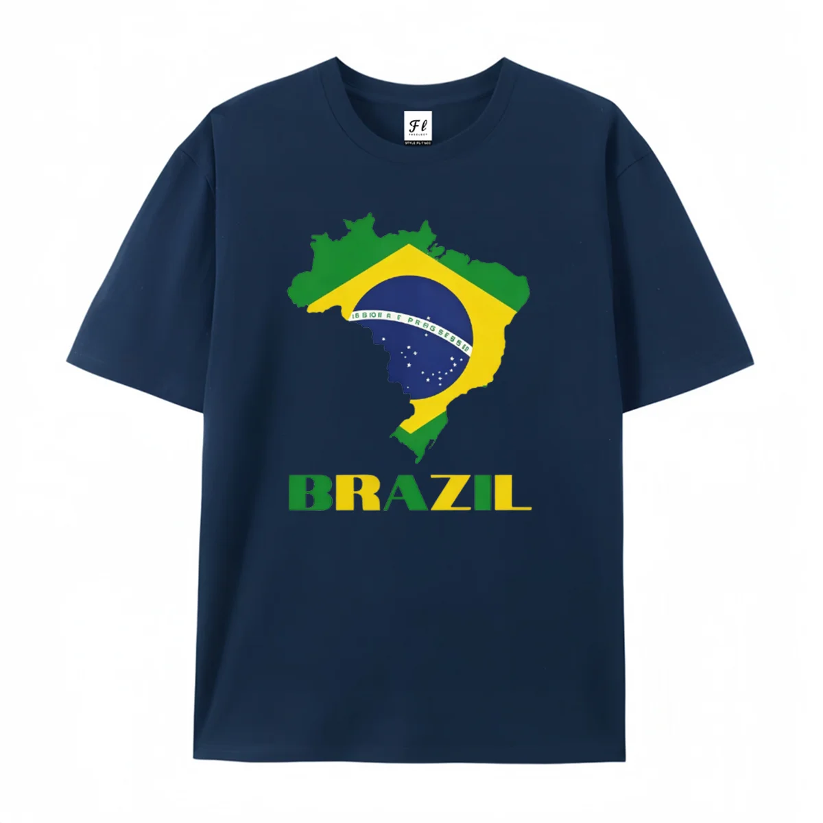 Brazil Flag Map Graphic Short Sleeve T‑Shirt Patriotic Brazilian National Country Flag Print Tee Casual Cotton Tops for Men