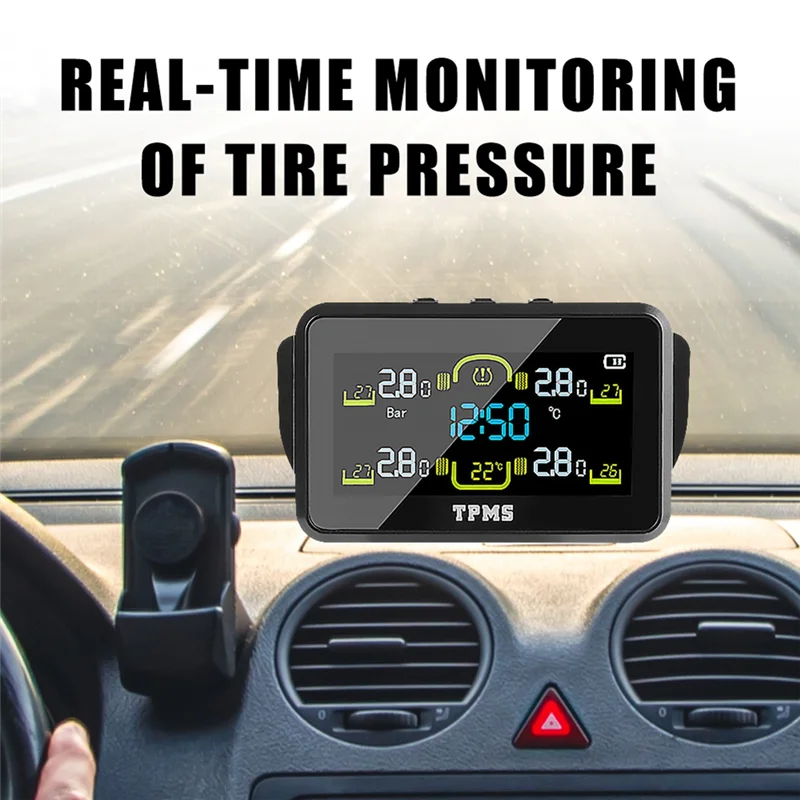 

4 External Sensors Solar TPMS T14-1 Tire Pressure Monitoring System–Car Tyre Pressure Monitor Temperature Warning-A54R