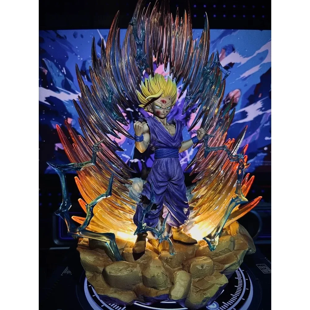 Super Saiyan 2 Gohan Luminous Action Statue Anime Dragon Ball Z Figures Replaceable Head Hand Model Toy Room Decor Birthday Gift