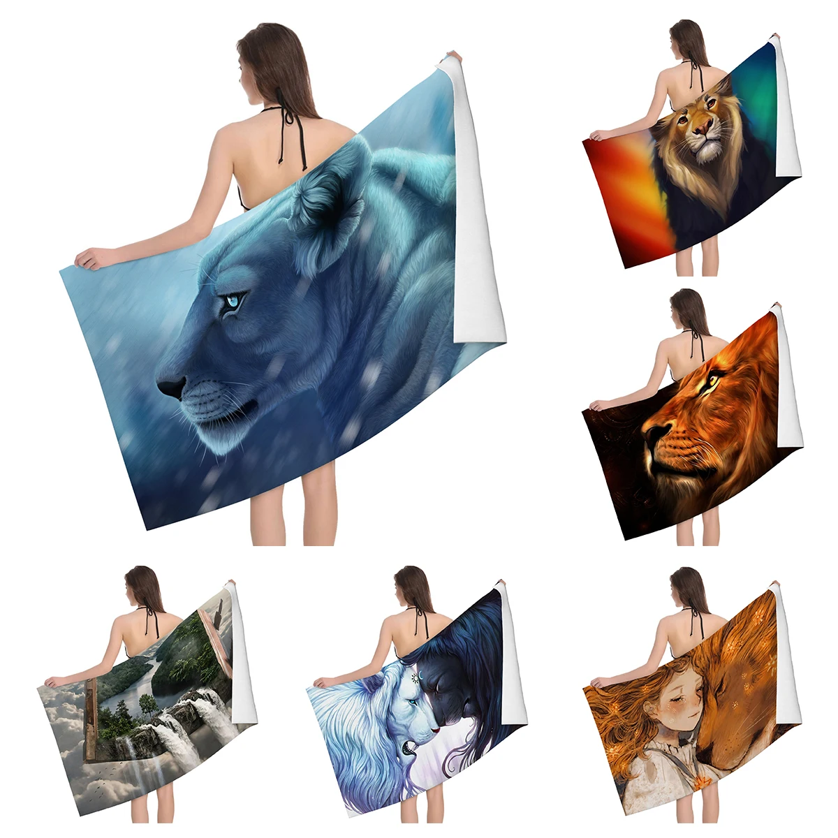 Home bath towels for the body towels Landscape animals bathroom quick drying microfiber beach towel man women large sports towel