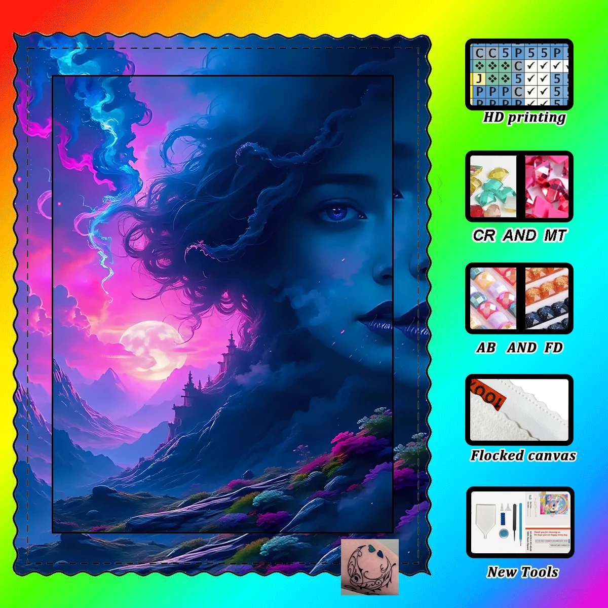 

【Maff Padial DIAMOND ART】mysterious girl Resin Diamond AB Diamond Crystal Diamond Fairy Dust Diamond Painting