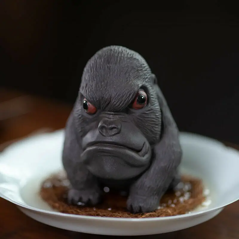 

Китайская гончарка Исин Цзыша, высокая черная глина, осел, Kong, обезьяна, чай, статуя домашнего животного