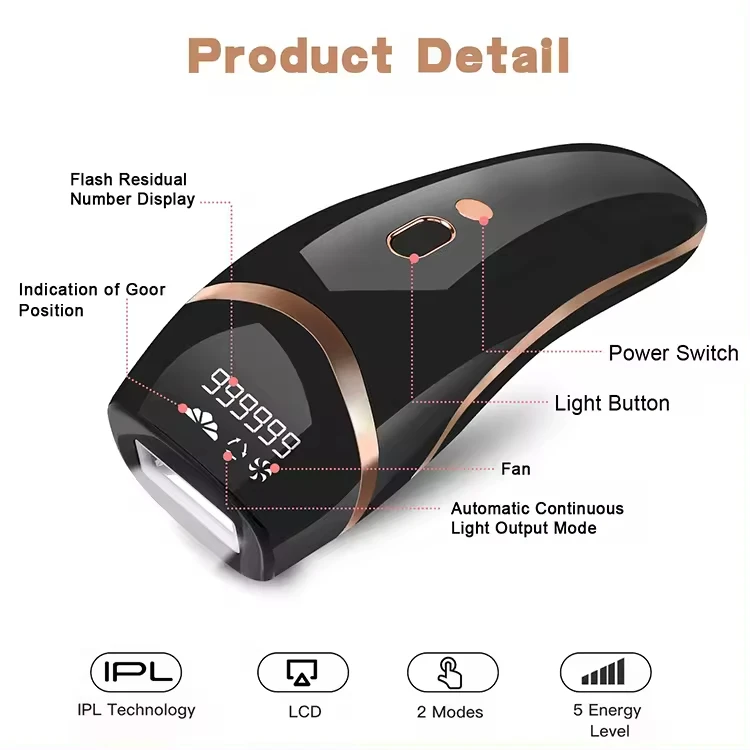 Home Use Permanently IPL Laser Hair Epilator Handheld Painless  Device With Ice Cool Technology