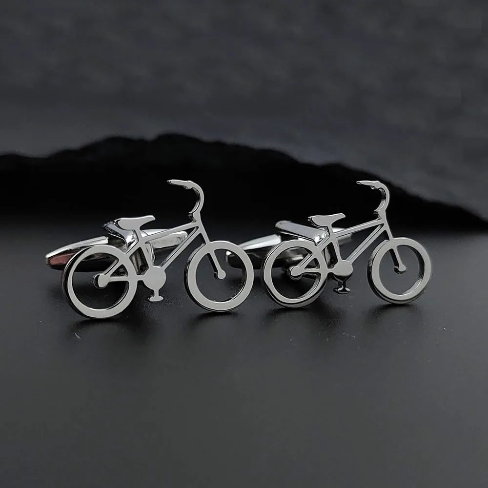 Personalized bicycle women's cufflinks stainless steel 18K, niche design suit, high-quality waterproof, suitable for banquet wea