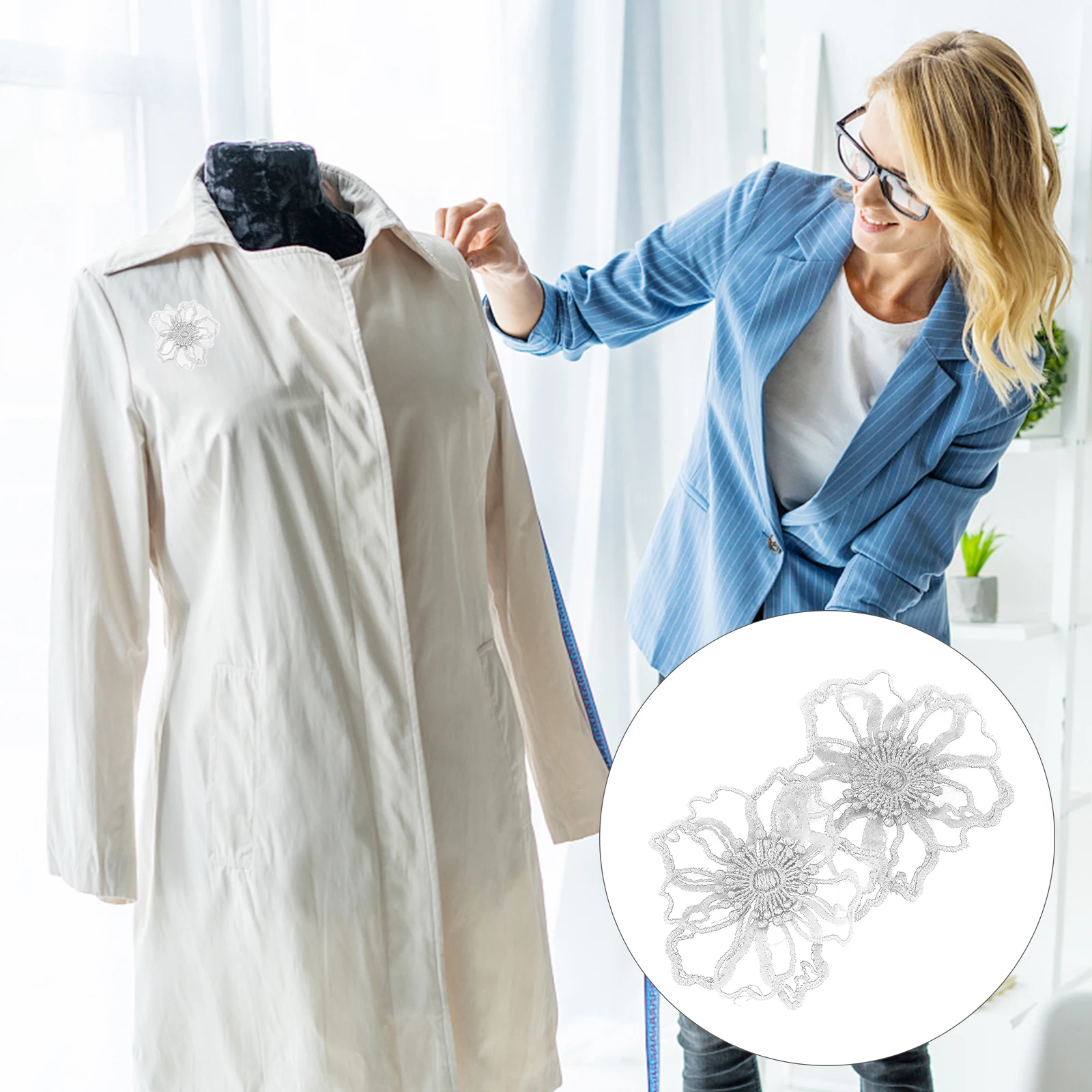 

10 Pcs Colorful Lace Flower Stickers Clothes Sewing Patch Cute Embroidery Chiffon Fabric Appliques Embroidered Patches Flowers