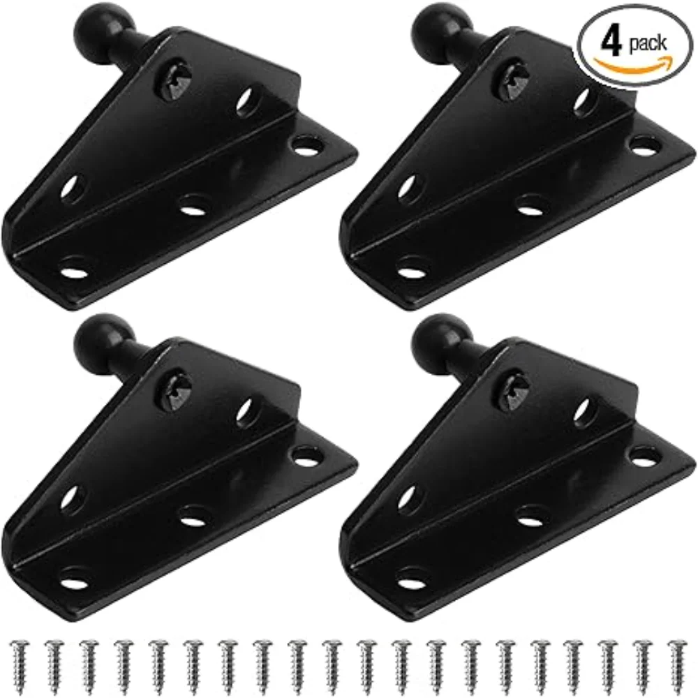 

10mm Ball Stud Mounting Bracket for Gas Shock Spring Strut Prop Lift Support 4pcs Angled L-Type and 20pcs Screws Black Color