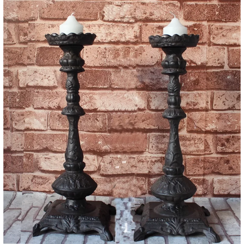 

European retro nostalgic candlestick cast iron ancient style classical candlestick wrought iron wax holder antique candlestick h
