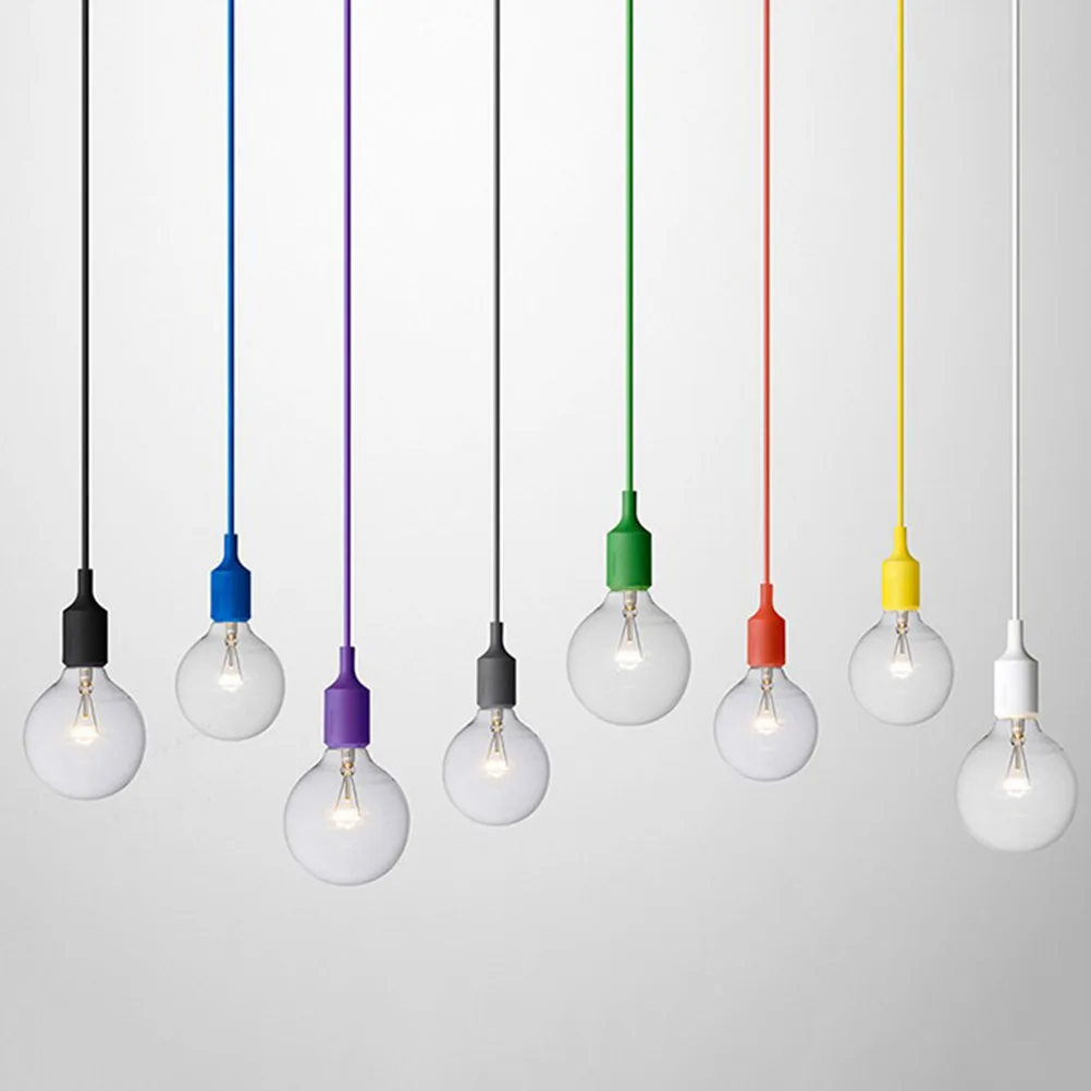 

Silicone Hanging Lamp Holder with E27 Base LED Light Socket for Kitchens Dining Rooms Living Rooms Corridor Bars Restaurants (Wh