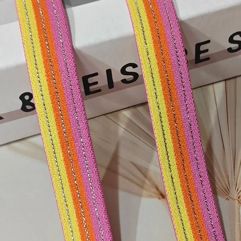 Color three-color striped bright silk elastic hemming with clothes, pants side strips, decorative material DIY lace elastic band
