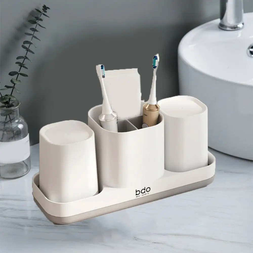 

Practical Simple Toothbrush Holder Set Draining Anti-slip Washing Cup Rack Plastic Electric Toothbrush Holder Bathroom