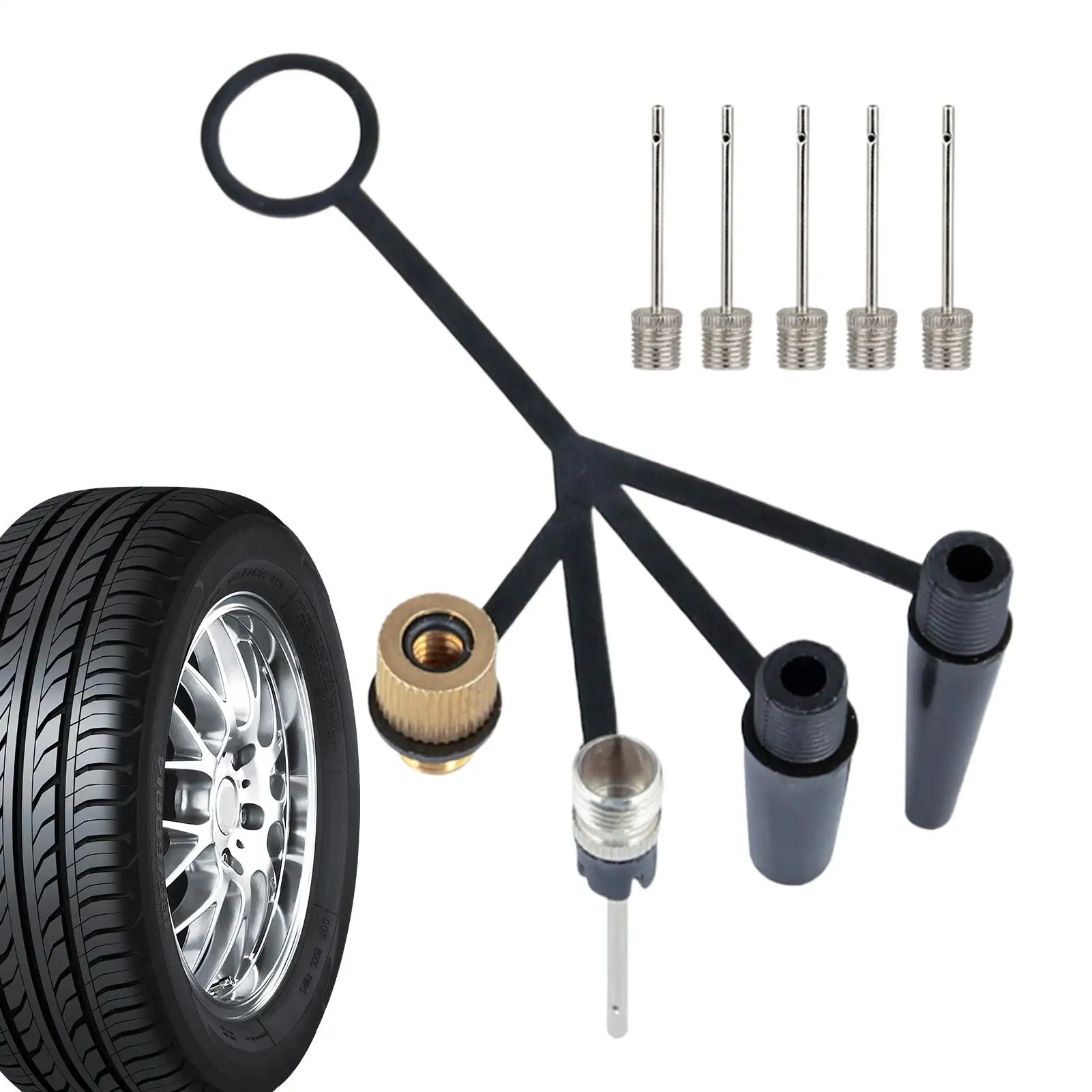 

Bike Tire Valve Adapter 4 Claw Air Pump Attachment Convert Tire Valve For Home Workshop Gym Swim Ring Basketball Daily Commuting